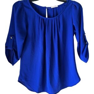 Cobalt Blue Mid-Sleeve Top – From Agaci, Size Small, Great Condition